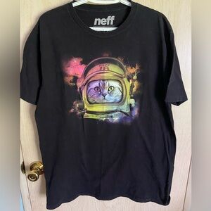 NEFF Neon Space Cat Astronaut Kitten Unisex T-shirt Sz XL